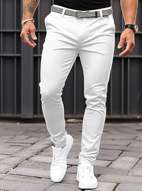 On Sale, Trousers, Slim Fit, Zipper, Pants, White, Black