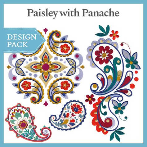 A Paisley with Panache Design Pack - XXL design (X12685) from www.Emblibrary.com Embroidery Paisley, Library Embroidery, Paisley Embroidery, Silk Scarfs, Paisley Art, Persian Pattern, Hand Applique, Embroidery Library, Dot Art