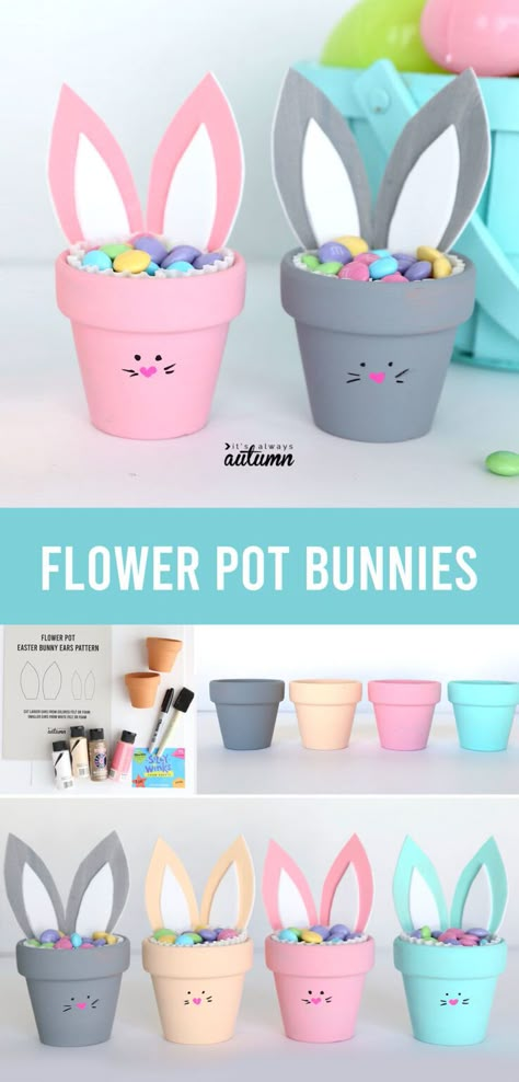 Clay Pot Valentine Crafts, Easter Candy Ideas For Kids Goodie Bags, Easter Candy Decor, Easter Baskets For Kids Diy Craft Ideas, Easter Craft Gifts, Paas Knutsels Kids, Easy Diy Easter Crafts For Kids, Easter Diy Gifts For Kids, Easy Easter Baskets For Kids