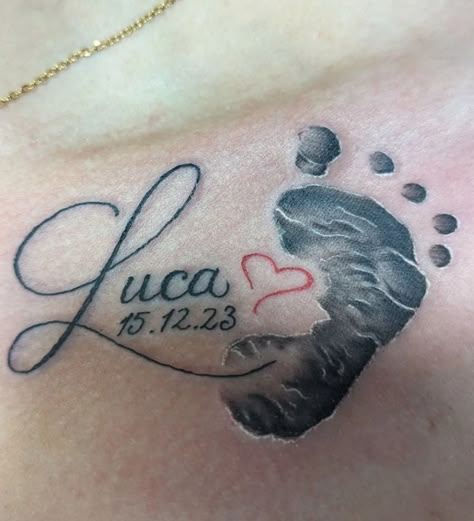 40+ Kids Names Tattoo Ideas & Designs Nephew Name Tattoo Ideas, New Baby Tattoo Ideas, First Born Tattoo Ideas Daughter, Baby Name Tattoos For Moms, Nephew Tattoo Ideas, Hand Print Tattoos, Kids Names Tattoo, Names Tattoo Ideas, Inner Wrist Tattoos