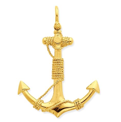 Big, Thick and Heavy Solid 14k Yellow Gold Anchor Pendant - Anchor and Boat Jewelry Rudraksh Pendant, Mens Locket, Locket For Men, Gold Pendant Designs, Anchor With Rope, Gym Dumbbells, Big Pendant, Alphabet Pendant, Gold Jewelry Designs