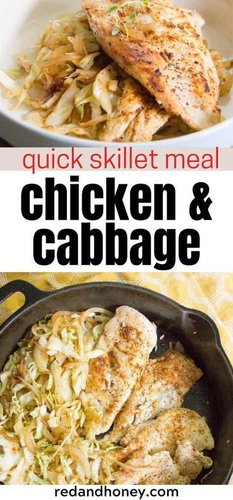 Chicken And Cabbage Recipes, Cabbage Skillet, Weekday Recipes, Cabbage Recipes Healthy, Chicken Cabbage, Cabbage And Noodles, Breakfast Soup, Chicken And Cabbage, Chicken Skillet Recipes