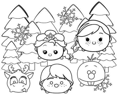 Disney Princess Tsum Tsum, Tsum Tsum Coloring Pages, Free Disney Coloring Pages, Cinderella Coloring Pages, Xmas Colors, Disney Coloring Sheets, Disney Princess Colors, Disney Princess Coloring Pages, Disney Cute