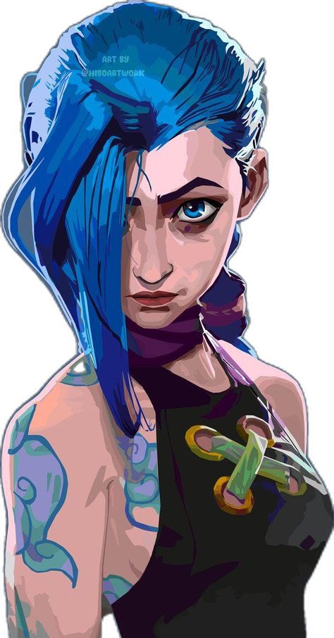 ArtStation - jinx arcane art by hiboart, hiboartwork Jinx Arcane Coloring Pages, Jinks Arcane Drawing, Jinks Arcane Fanart, Jinx Watercolor, Arcane Painting Ideas, Arcane Art Style Sketch, Arcane Art Study, Jinx Art Arcane, Jinx Arcane Full Body Image