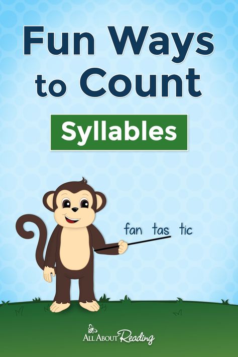 Counting syllables can be fun! In this blog post, you'll find 11 great ways (including a fun monkey game) to teach your child to count syllables. How To Teach Syllables, Syllables Kindergarten, Phoneme Substitution, Syllable Activities, Syllable Games, Teaching Syllables, Counting Syllables, Syllables Activities, Alphabet Activity