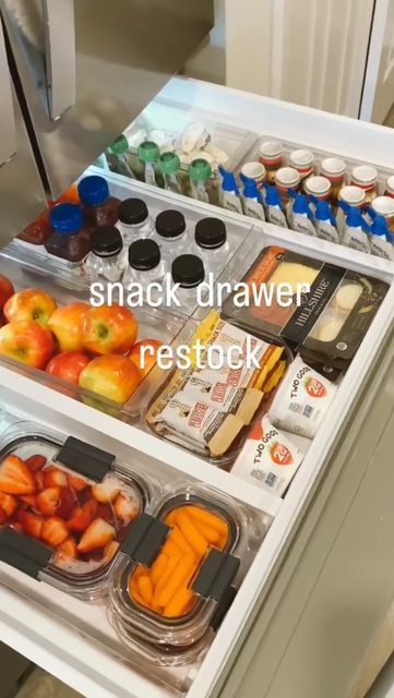 Restocking My Snack Drawer, Refrigerator Snacks For Adults, Healthy Snack Drawer Fridge, Kids Snack Drawer Pantry, Fridge Snack Drawer Organization, Snack Drawer Fridge, Kids Snack Drawer In Fridge, Snack Drawer For Kids, Kids Snack Drawer