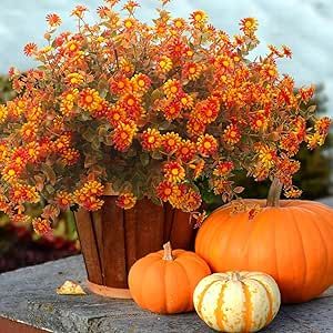 12 Bundles Artificial Fall Flowers for Outdoors Fake Plants - Faux Outside Greenery Boxwood No Fade Plastic Shrubs Decor Farmhouse Home Garden Thanksgiving (Fall Red) Artificial Flowers Outdoors, Thanksgiving Leaves, Tissue Paper Flowers Diy, Creative Home Decor, Real Plants, Fall Outdoor, Paper Flowers Diy, Fake Plants, Faux Plants