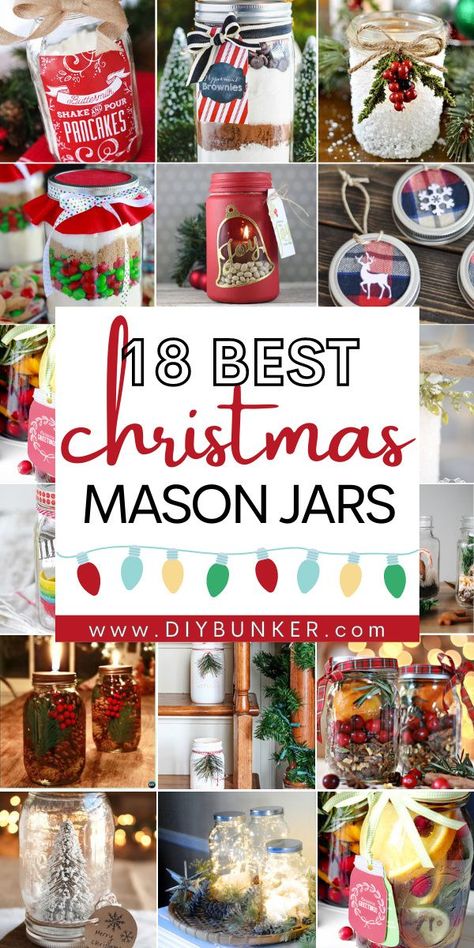 Mason Jar Lids Christmas Crafts, Christmas Decor Ideas Jars, Diy Holiday Mason Jars, Christmas Jars Crafts, Jar Decorating Ideas For Christmas, Mason Jar Xmas Gifts, Xmas Mason Jars, Mason Jar Christmas Ornaments, Mason Jar Decorations For Christmas