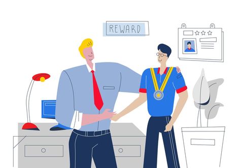 Good Boss Reward The Best Employee Vector Flat Illustration Employee Illustration, Best Employee, Happy Employees, Good Boss, Feeling Burnt Out, Good Employee, Employee Engagement, E Learning, Team Leader