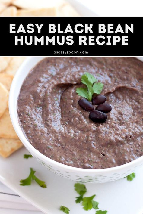 A deliciously simple hummus recipe made with black beans, garlic, and spices. Few ingredients and ready in just 5 minutes! Perfect snack for any day of the week! Black Bean Hummus Recipe Without Tahini, Hummus Recipe Without Tahini, Black Bean Hummus Recipe, Bean Hummus Recipe, Simple Hummus, Hummus Without Tahini, Black Bean Hummus, Hummus Recipes, Bean Hummus