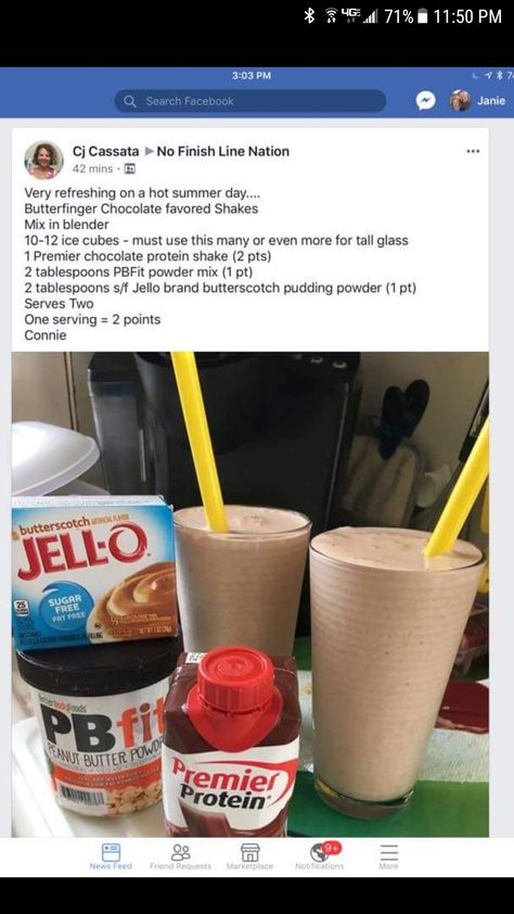 Butterfinger Protein Shake Protein Drink Recipes, Low Carb Protein Shakes, Pancakes Protein, Smoothie Protein, Weight Watcher Smoothies, Weight Watcher Desserts, Premier Protein Shakes, Chocolate Protein Shakes, Resep Smoothie