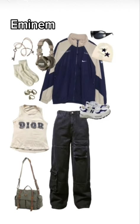 2000s Fashion Eminem, Eminem Inspo Outfit, Eminem Clothing Style, Street Core Outfits, Eminem 2000s Outfits, Eminem Style 2000s, Eminem Aesthetic Outfit, Eminem Outfits Girl, Eminem Style Girl