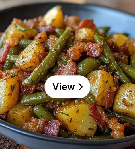 Lemon8 · Country Ranch Green Beans and Potatoes with Bacon  · @🩷Mihav ميهاف Country Ranch Green Beans And Potatoes, String Beans And Potatoes, String Bean Casserole, Ranch Green Beans, Bacon Pasta Recipes, Potatoes With Bacon, Beans And Potatoes, Snap Beans, Green Beans With Bacon