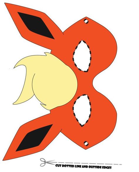 Eevee Party, Pokemon Mask, Pokemon Masks, Flareon Pokemon, Pokemon Party Decorations, Super Hero Day, Pokemon World, Coloring Mask, Pokemon Photo