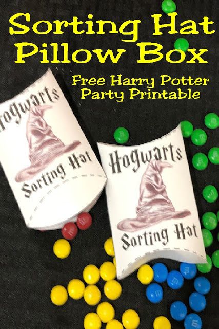 Let the Sorting Hat decide which Hogwarts House you are from with this printable Hogwarts Sorting Hat pillow box.  Simply fill this box with colored candy and let your guests choose which House they are from at your next Harry Potter party. Harry Potter Sorting Ideas, Harry Potter House Sorting Ideas, Harry Potter Sorting Party Ideas, Harry Potter Birthday Party Favors, Sorting Hat Ideas For Party, Hogwarts Sorting Ceremony, Diy Sorting Hat Harry Potter Easy, Sorting Hat Ornament, Diy Sorting Hat Harry Potter