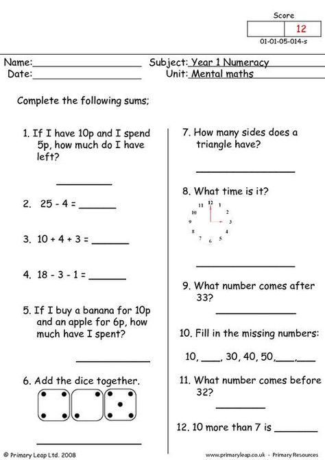 Year 1 Maths Worksheets, Maths Worksheet, Mental Maths Worksheets, Mental Maths, Fun Math Worksheets, Math Olympiad, Free Worksheets For Kids, Math Exercises, Math Practice Worksheets