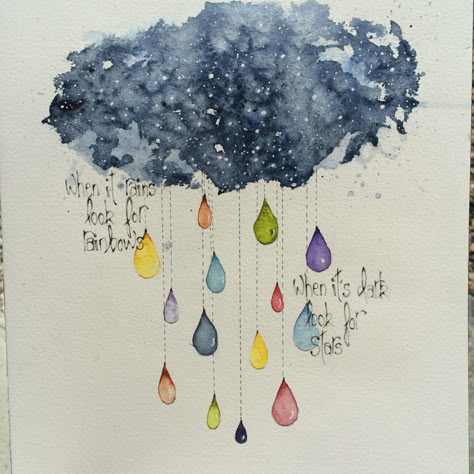 Rain. Buku Diy, Watercolor Painting Easy, Diy Watercolor Cards, Doodle Art Flowers, Kids Watercolor, Relaxing Art, Watercolor Journal, Diy Watercolor Painting, Watercolor Flower Art