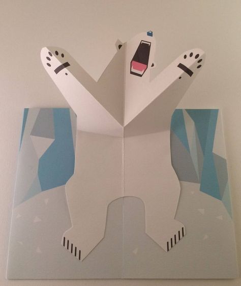 Popup Polar Bear Card, Tarjetas Pop Up, Greeting Card Christmas, Pop Up Art, Folding Origami, Paper Pop, Bear Card, Etsy Diy, Bear Birthday