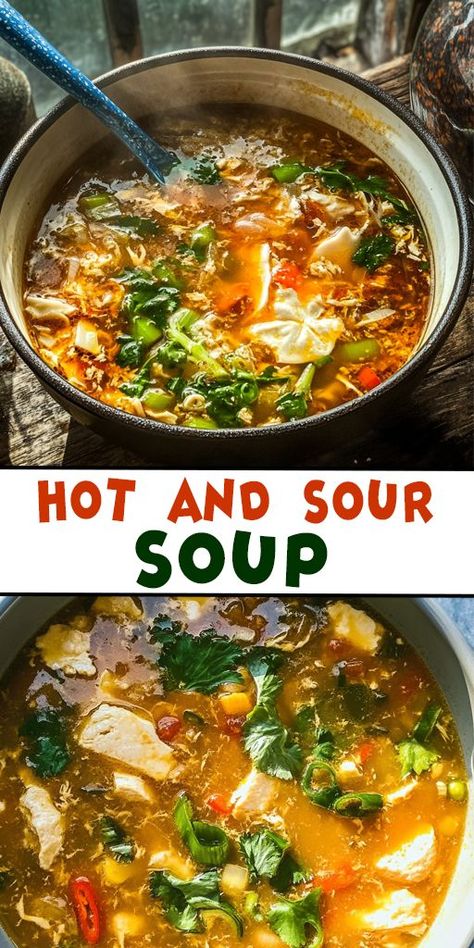 This authentic Hot and Sour Soup is the perfect dish to warm your soul and tantalize your taste buds! 🌶️🥢 Packed with fresh ingredients like mushrooms, tofu, and bamboo shoots, this comforting soup balances flavors for an unforgettable experience. 👉 Ready to make your own Hot and Sour Soup? Don’t forget to save this Pin for later and share your delicious creations with us! 🥣✨ #HotAndSourSoup #SoupRecipe #AsianCuisine #ComfortFood #HealthyEating #Foodie #EasyRecipes Hot And Sour Soup Crockpot, Hot And Sour Soup Recipe Easy, Dump And Go Meals, Hot N Sour Soup, Hot And Sour Soup Recipe, Sweet And Sour Soup, Sour Soup Recipe, Hot Sour Soup, Chicken Breast Crockpot