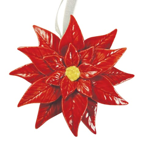 2013 Handmade porcelain poinsettia by TGL Designs| pottery ornament| Christmas Belgium Cookies, Ceramic Poinsettia, Christmas Ornaments Pottery, Christmas Pottery, Pottery Ornaments, Homemade Clay, Beginner Pottery, Ceramic Art Sculpture, Sculpture Art Clay