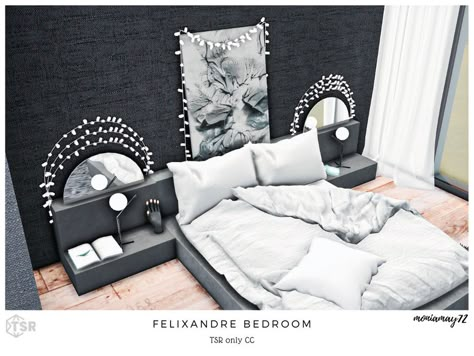 The Sims Resource - Felixandre bedroom TSR only CC Sims 4 Bed Sets Cc, Sims 4 King Size Bed Cc, Bedroom Decor Sims 4 Cc, Sims 4 Boys Room Cc, Sims 4 Blankets And Pillows, Sims 4 Double Bed Cc, Realistic Furniture Sims 4 Cc, Sims4 Beds Cc, Teen Bedroom Sims 4 Cc