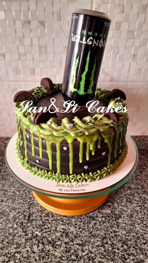 Monster Energy Cake, Gamer Party, Monster Pictures, Cake In A Can, Monster Energy Drink, Themed Birthday Cakes, Ice Pops, Halloween 2024, Monster Can