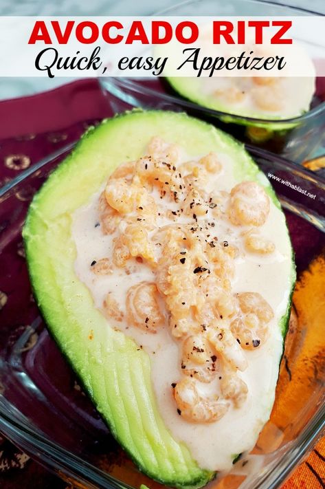 Avocado Ritz is the most delicious, quick and easy Appetizer, Shrimp filled Avocado, which is loved by all and our family favorite !  #AvocadoAppetizer #Avocado #Appetizer #SeafoodAppetizer #ShrimpAppetizer #ShrimpRecipes #ShrimpFilling Ritz Appetizers, Pagan Food, Avocado Appetizer, Lite Meals, Shrimp Appetizers, Healthy Appetizer Recipes, Delicious Appetizer Recipes, Quick And Easy Appetizers, Shellfish Recipes