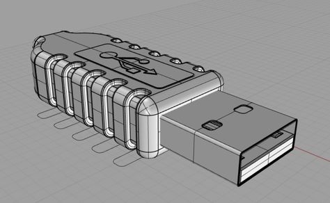 Rhino Tutorial - USB design in perspective Rhino Product Design, Rhino 3d Modeling Tutorial, Rhino 3d Modeling, Rhino Cad, Rhino Software, Rhino Tutorial, Virtual Reality Art, Usb Design, Rhino 3d