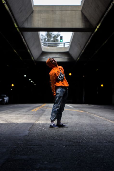 Urban Man Photoshoot, Parking Garage Poses Men, Men Parking Garage Photoshoot, Parking Lot Photoshoot Ideas Men, Graffiti Photoshoot Ideas Men, Street Shoot Ideas, Parking Garage Photoshoot Guys, Men Photoshoot Poses Outdoor, Dj Portrait