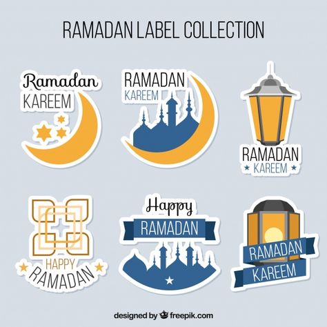 Set of ramadan stickers Free Vector Ramadan Stickers, Ramadan Craft, Ramadan Printables, Ramadan Karim, Eid Hampers, Ramadan Cards, Eid Mubarak Decoration, Name Tag Design, Ramadan Kareem Pictures