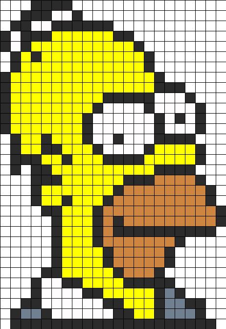 Homer Simpson Perler Bead Pattern | Bead Sprites | Characters Fuse Bead Patterns Homer Simpson Cross Stitch, Simpsons Hama Beads, Perler Beads Ideas, Modele Pixel Art, Kandi Cuffs, Fuse Bead Patterns, Pony Bead Patterns, Hama Beads Design, Perler Bead Templates