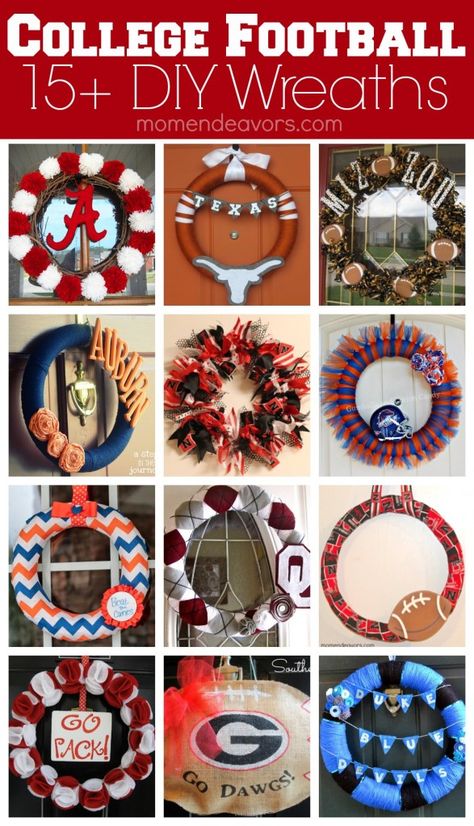 Diy Football Wreaths For Front Door, School Spirit Wreaths For Front Door, College Wreaths For Front Door, Football Shaped Wreath, Football Wreaths For Front Door, Football Wreath Diy, Greenhouse Projects, Diy Eucalyptus, Football Wreaths