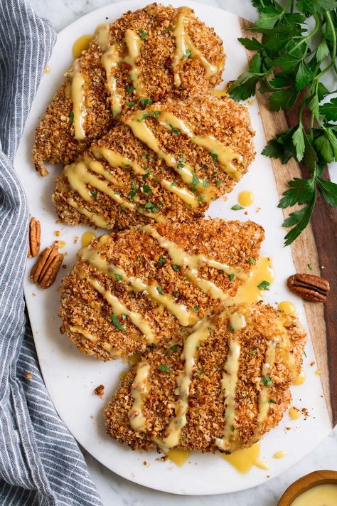 Honey Mustard Pecan-Crusted Chicken Pecan Crusted Chicken, Delicious Chicken Breast Recipes, Pecan Chicken, Chicken Tender, Honey Mustard Chicken, Mustard Chicken, Honey Mustard Sauce, Crusted Chicken, Cooking Classy