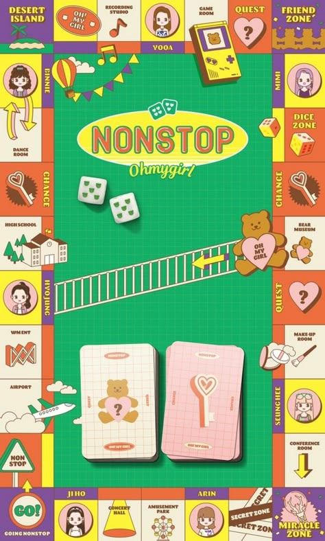 Monopoly Board, Board Game Design, 카드 디자인, Oh My Girl, Editing Inspiration, Graphic Design Fun, Illustrations And Posters, Graphic Design Posters, Mini Album