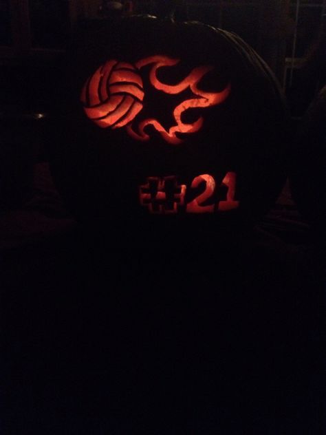 My pumpkin 2014 #volleyball #21 Pumpkin Carving Ideas Volleyball, Soccer Pumpkin Carving Ideas, Volleyball Pumpkin Carving, Volleyball Pumpkin, Pumpkin Inspo, Pumpkin Carving Halloween, Unique Pumpkin Carving Ideas, Creative Pumpkin Decorating, Cute Pumpkin Carving