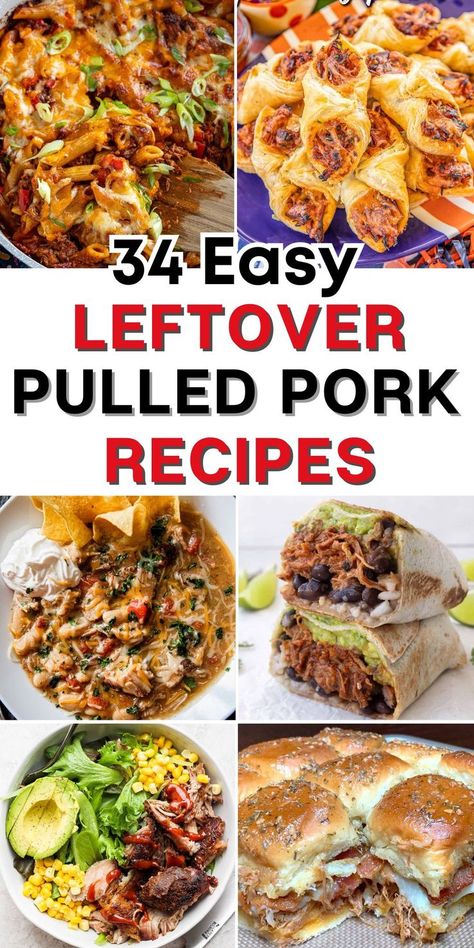 pulled pork leftover ideas Pork Leftovers Ideas Easy Recipes, Pulled Pork Leftover Ideas, Recipes With Pulled Pork, Pulled Pork Leftover, Meat Dinner Ideas, Recipe Using Pulled Pork, Pulled Pork Dishes, Leftover Pulled Pork Recipes, Pork Leftovers