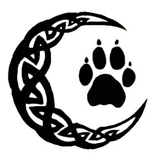 Cresent Moon, paw print tattoo Wolf Paw Tattoos, Wolf And Moon Tattoo, Tatoo Dog, Wolf Paw Print, Paw Drawing, Tattoo Samples, Celtic Moon, Wolf Paw, Ribbon Tattoos