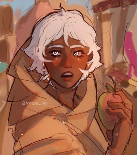 Tan Skin White Hair Character Art, Dark Skin Light Hair Character Design, Dark Skinned Character, Dark Skin White Hair Character Art, Dark Skin Oc, White Hair Character Design, Dark Skin White Hair, Chubby Female Character Art, White Hair Dark Skin