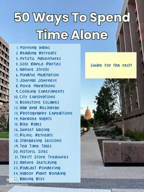 50 WAYS ON HOW YOU CAN SPEND TIME ALONE | Gallery posted by Tricia | UGC | Lemon8 50 Ways To Spend Time Alone, Ways To Spend Time Alone, Spend Time Alone, Time Alone, Nature Sketch, Alone Time, Self Care Activities, Self Discovery, Quality Time