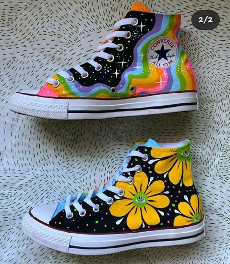 Shoes Painting Ideas Converse, Shoe Art Ideas, Shoe Art Designs, Canvas Shoes Diy, Converse Design, Painted Converse, Painted Shoes Diy, Custom Sneakers Diy, Painted Clothes Diy