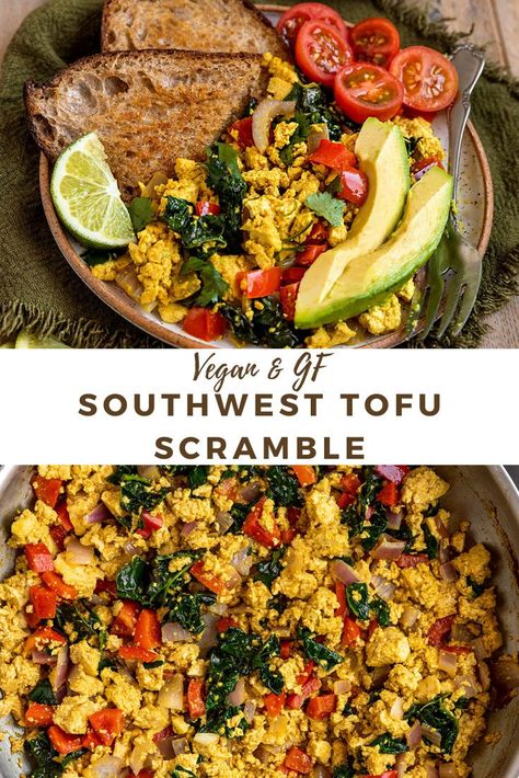 Tofu Scrambled Eggs, Tofu Scramble Vegan, Scrambled Tofu Recipe, Tofu Breakfast, Healthy Vegan Breakfast, Vegan Tofu, Tofu Scramble, Tofu Recipes, Vegan Dinner Recipes