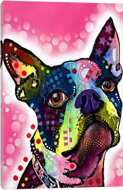 Canvas Prints by Dean Russo | iCanvas Dean Russo Art Dogs, Boston Bull Terrier, Dean Russo Art, Boston Terrier Christmas, Dean Russo, Arte Animal, Pitbull Dog, Dog Print, Bull Terrier