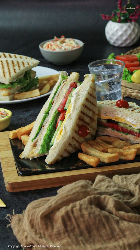 Club Sandwich Photography, Garlic Mayo Sauce, Sandwich Photography, Club Sandwich Recipe, Clubhouse Sandwich, Club Sandwich Recipes, Mayo Sauce, Garlic Mayo, Club Sandwich