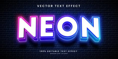 Neon Text Effect, Neon Logo Design, Photoshop Tutorial Text, Type Effects, Text Emotes, Neon Font, Neon Typography, Neon Text, Toys Logo