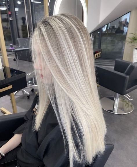 Extra Light Ash Blonde Hair, Blonde Hair For Light Skin Tones, Sandy Ash Blonde Hair, Pearl Blonde Hair Balayage, White Blonde Highlights On Brown Hair, Blonde Variations, Icy Blonde Short Hair, Icy Blonde Hair With Shadow Root, Icy Ash Blonde Hair