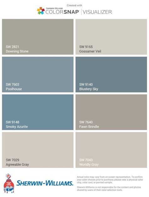 Greige - House Exterior Paint Colors. Pale Medium Blue Paint Colors for Front Door Rustic Blue Interior, Medium Blue Paint Colors, House Paint Color Combination, Color Combinations Paint, Exterior House Paint Color Combinations, Interior Paint Colors Schemes, Farmhouse Paint, Farmhouse Paint Colors, House Color Palettes