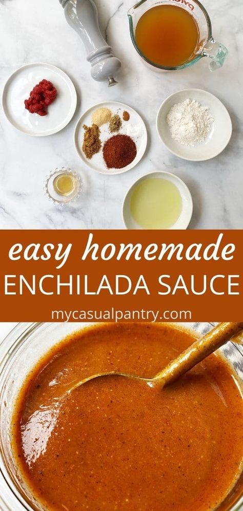 Easy Homemade Enchilada Sauce comes together in just minutes with pantry ingredients.  After trying homemade enchilada sauce, you will never buy store-bought again. Red Sauce Chicken Enchiladas, Chicken Enchiladas Easy Red Sauce, Red Sauce Chicken, Easy Red Sauce, Enchiladas Easy, Enchilada Sauce Recipe, Chicken Enchiladas Recipe, Authentic Mexican Recipes, Recipes With Enchilada Sauce