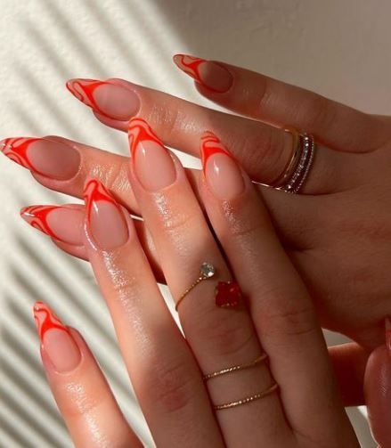 Unghie Sfumate, Nagel Tips, Her Nails, Fake Nails With Glue, Oval Nails, Orange Nails, Funky Nails, Pretty Acrylic Nails, Nail Arts