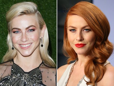 Red Hair For Blue Eyes, Julianne Hough Red Hair, Copper Hair Blue Eyes, Red Hair Formulas, Expensive Blonde, Short Copper Hair, 2023 Hair Color, Copper Blonde Hair, Postpartum Hair