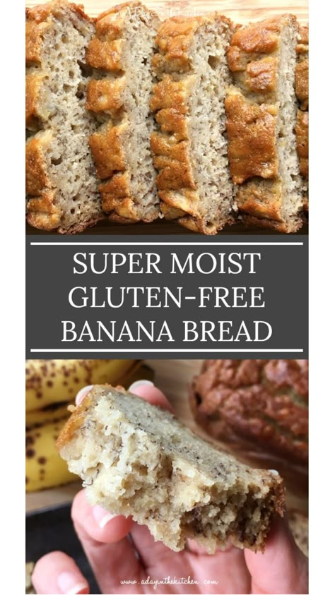 This moist gluten-free banana bread is so delicoius...one bite and you wouldn't know that there isn't any butter, oil, white sugar, xanthan gum...or gluten! Sugar Free Gluten Free Banana Bread, Gluten Free Dairy Free Banana Bread, Gf Banana Bread Recipe, Easy Gluten Free Banana Bread, Gf Banana Bread, Banana Bread Gf, Banana Bread Gluten Free, Dairy Free Banana Bread, Gluten Free Banana Bread Recipe